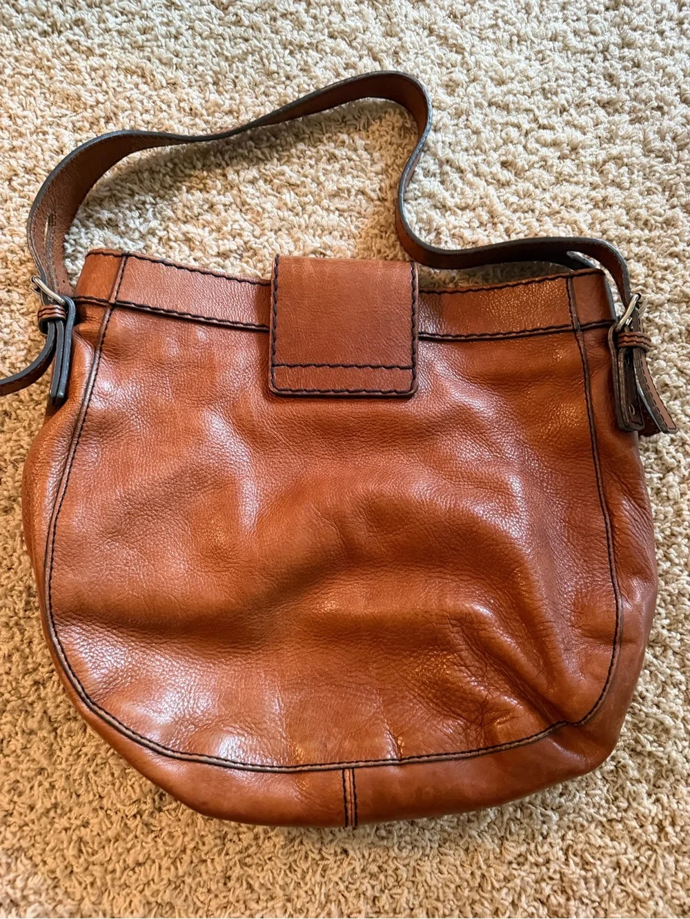 Chloe Tan Leather Hobo with Front Pocket & Buckle Detail
